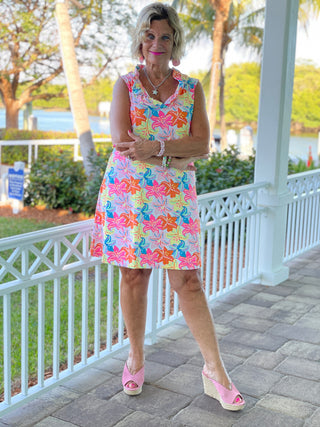 PALM BEACH GARDEN RUFFLE DRESS