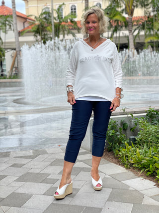 CHENILLE WHITE BEACHTIME HOODED SWEATER