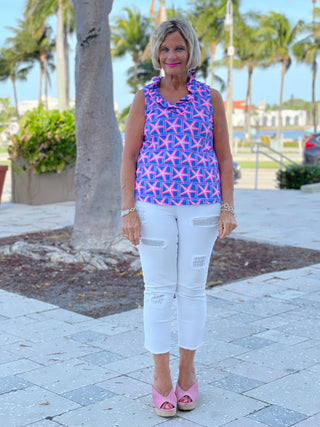 PINK STARFISH BEACH SLEEVELESS RUFFLE
