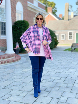 KATIE BLUE PLAID WRAP