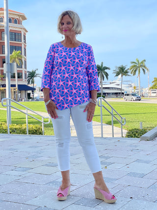 PINK STARFISH BEACH ASYMMETRIC TOP