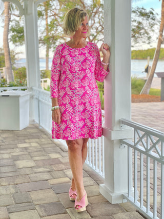 PINK LANE SLEEVE DRESS - Cathys Place
