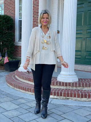 OATMEAL MESH RUFFLE WRAP
