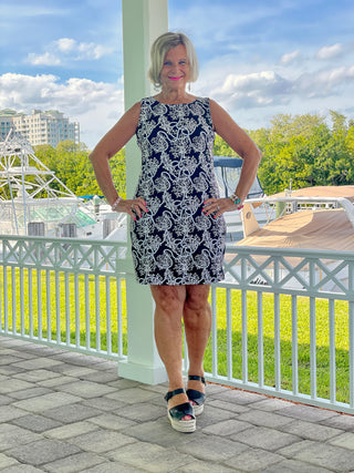 NAUTICAL  LANE SHIFT DRESS - Cathys Place