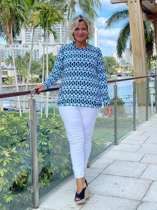MELINA BLUE THUMB HOLE TOP