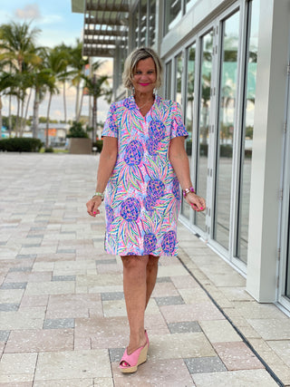 PINK PINEAPPLE SHORT SLEEVE DRESS