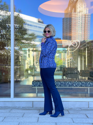 SAVANNA BLUE FULL ZIPPER TOP