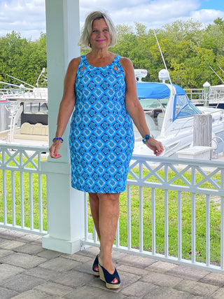 BAHAMA BLUE HALTER DRESS