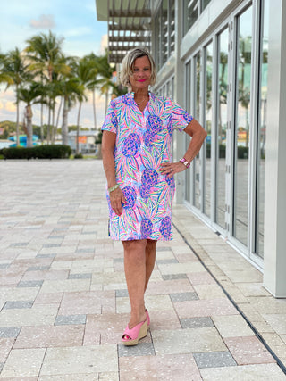 PINK PINEAPPLE SHORT SLEEVE DRESS