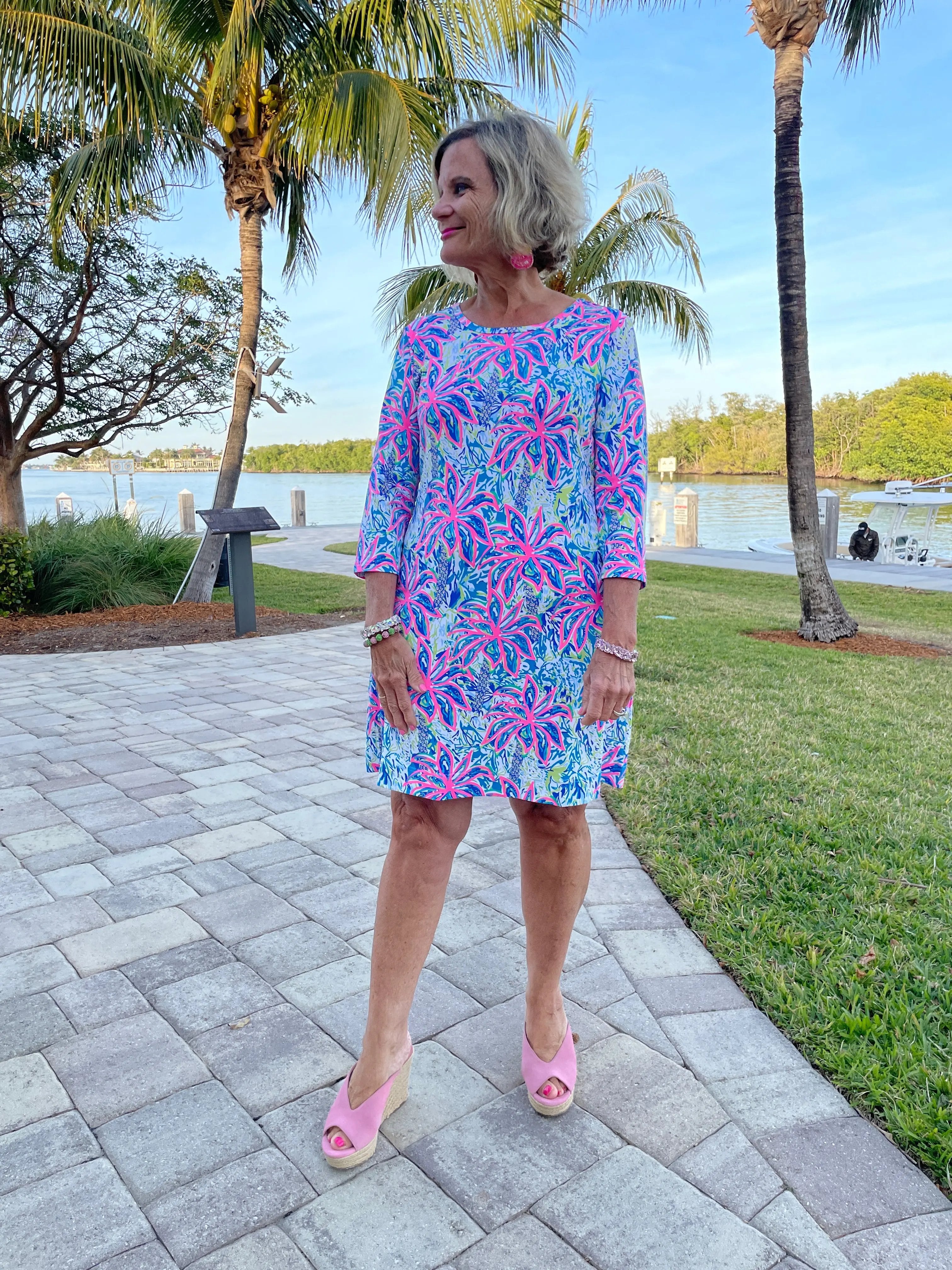 pink palm tree dress Pink Under The Palm Tree Dress