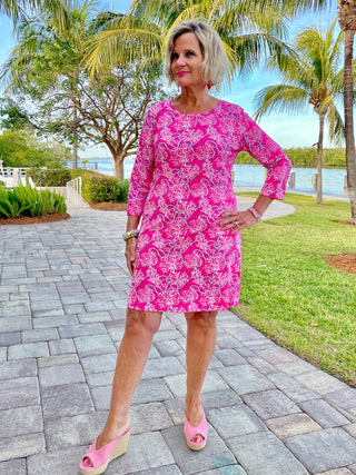 PINK LANE SLEEVE DRESS - Cathys Place