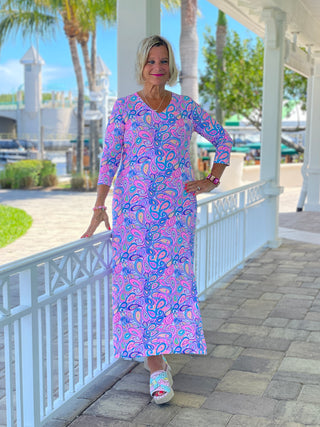 CAROLINA PAISLEY ELBOW MAXI