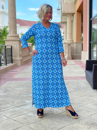 BAHAMA BLUE TURTLE ELBOW MAXI