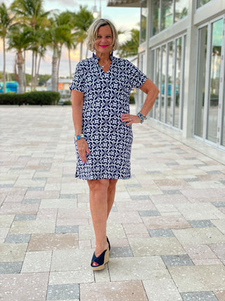 BRIGHTEN BLUE SHORT SLEEVE DRESS