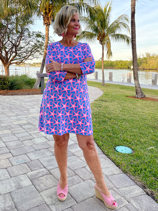 PINK STARFISH BEACH SLEEVE DRESS