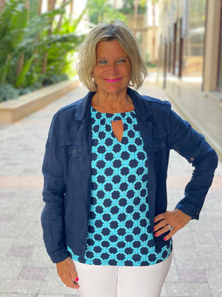 SEASIDE BLUE  KEYHOLE TOP