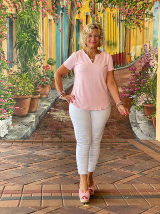 PALE PINK SHORT SLEEVE TOP