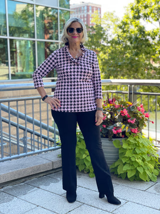 PINK HOUNDSTOOTH RUFFLE - Cathys Place