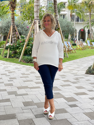 CHENILLE WHITE BEACHTIME HOODED SWEATER