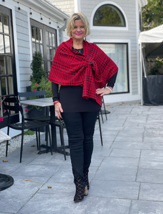 RED AND BLACK PLAID WRAP