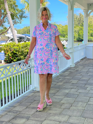 CAROLINA PAISLEY SHORT SLEEVE DRESS