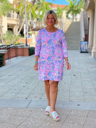 CAROLINA PAISLEY SLEEVE DRESS