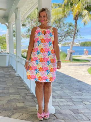 PALM BEACH GARDEN KEYHOLE DRESS