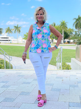 SEASHELL BEACH SLEEVELESS RUFFLE