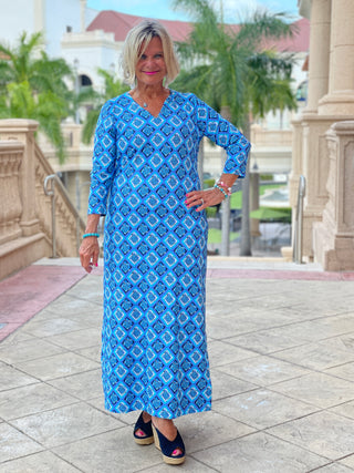 BAHAMA BLUE TURTLE ELBOW MAXI