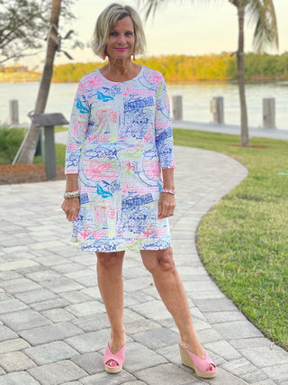 POST CARDS OF LOVE SLEEVE DRESS