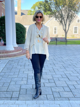 OATMEAL MESH RUFFLE WRAP