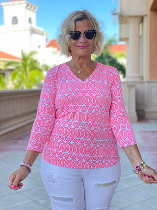 CANDY PINK V NECK TOP