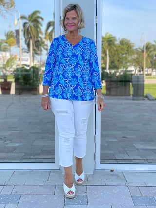 AQUA LANE V-NECK TOP - Cathys Place