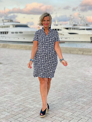 BRIGHTEN BLUE SHORT SLEEVE DRESS
