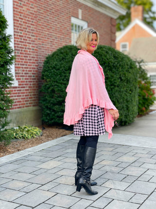 PINK AND BLACK HOUNDSTOOTH KEYHOLE DRESS