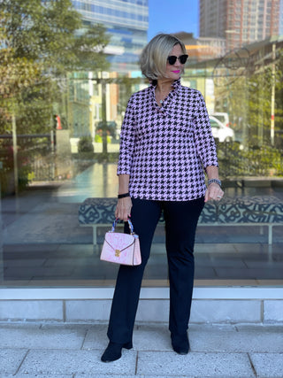 PINK HOUNDSTOOTH RUFFLE - Cathys Place