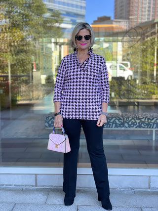 PINK HOUNDSTOOTH RUFFLE - Cathys Place