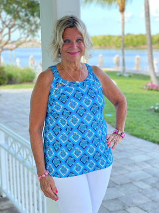 BAHAMA BLUE TURTLE HALTER TOP