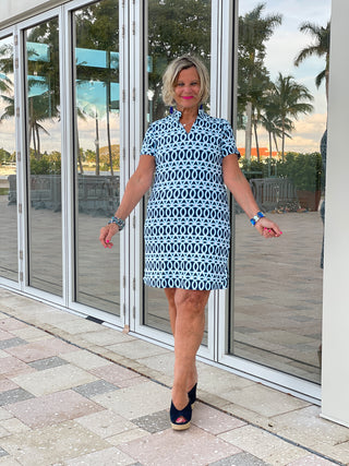 MELINA BLUE SHORT SLEEVE DRESS