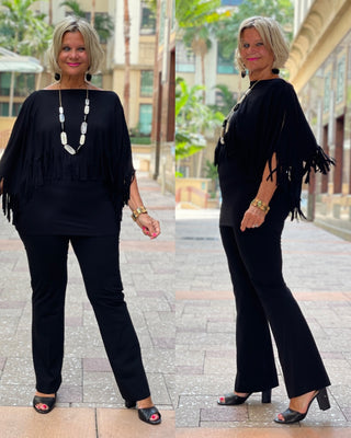 BLACK FRINGE TOP