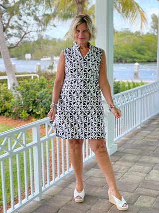 BLACK AND BEIGE COLLAR DRESS - Cathys Place
