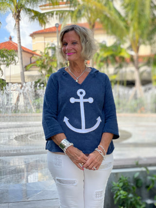 CHENILLE NAVY HOODED ANCHOR