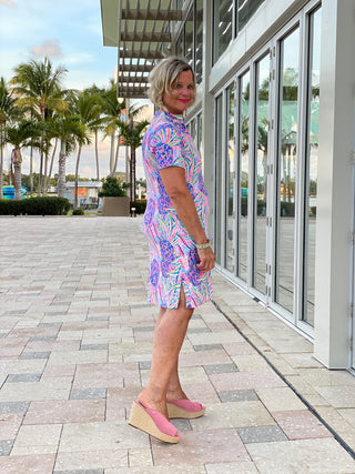 PINK PINEAPPLE SHORT SLEEVE DRESS
