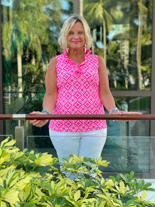 PINK DIAMONDS SLEEVELESS RUFFLE