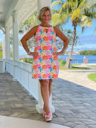 PALM BEACH GARDEN KEYHOLE DRESS