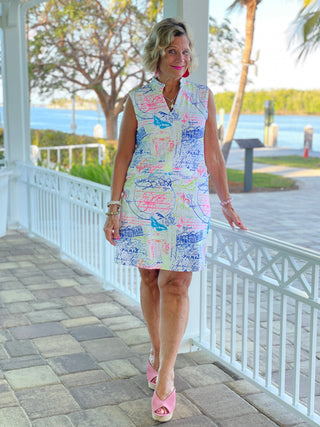 POST CARDS OF LOVE COLLAR DRESS - Cathys Place