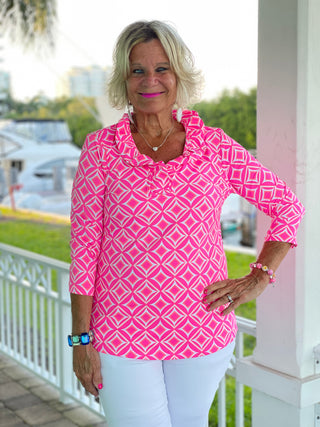 PINK DIAMONDS RUFFLE TOP