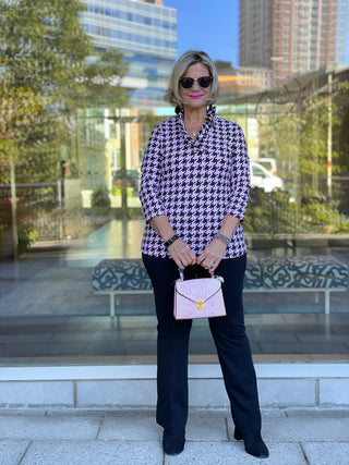PINK HOUNDSTOOTH RUFFLE - Cathys Place