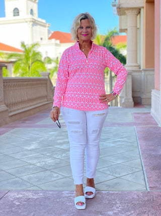 CANDY PINK V NECK TOP