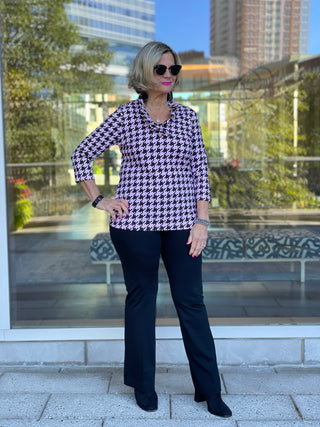 PINK HOUNDSTOOTH RUFFLE - Cathys Place